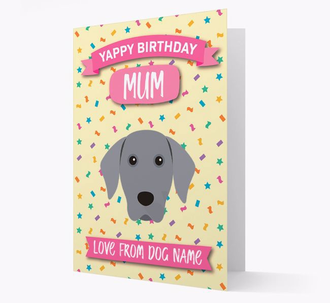 Personalised Card 'Yappy Birthday Mum' with {breedCommonName} Icon